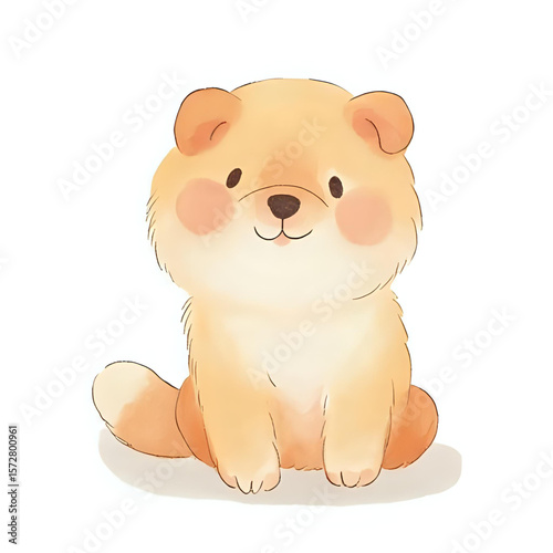 a single isolated cute watercolor dog on a transparent background