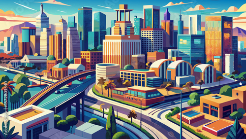 Explore the vibrant streets and modern architecture of downtown Loa Angeles from an aerial perspective, showcasing city life and urban design