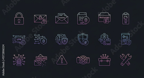 Cybersecurity & Data Privacy Vector Icons