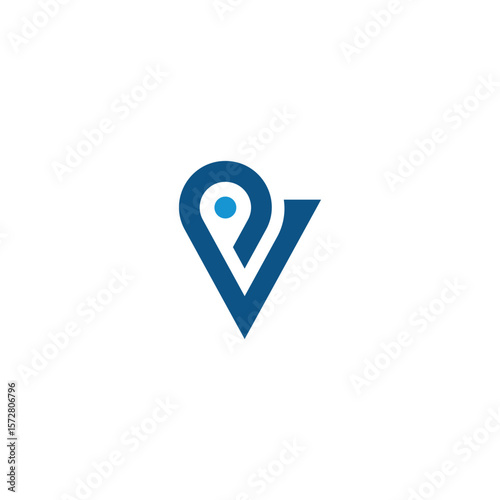 Modern Abstract V Letter Logo with Location Pin. Free Download Modern Abstract V Letter Logo with Location Pin. - GFXLoad