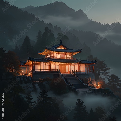 temple, meditaion, forest, monk, light, darkness, 