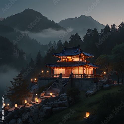 temple, meditaion, forest, monk, light, darkness, 