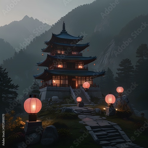 temple, meditaion, forest, monk, light, darkness, 
