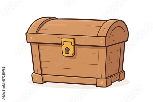 Simple cartoon toy chest with flat lid and smooth shape, blank for adding custom graphics