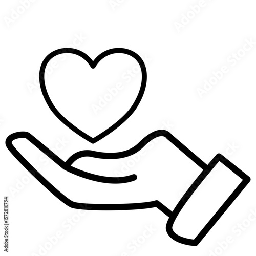 Hand holds heart, Hand Care. Kindness charity