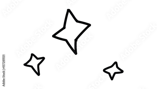 Three black star shapes on white background stars