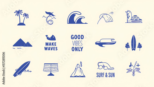 Tropical Palms Ocean Waves Surfing Beach Life palm trees