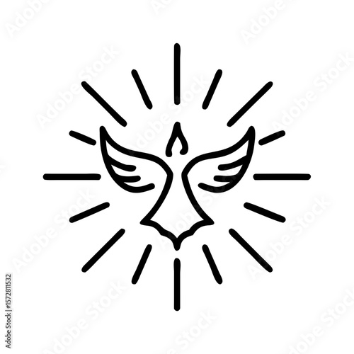 Symbolic representation of the holy spirit with seven radiant rays and dove motif