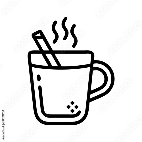 Warm beverage concept with hot cider and cinnamon stick for cozy autumn design