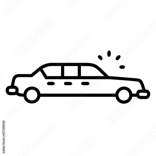Luxury limousine icon with highlighted lights for transportation design