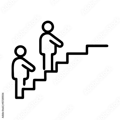 Inclusive accessibility symbol with stick figures on stairs concept
