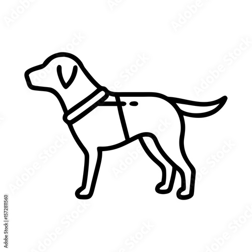 Guide dog with harness outline for assistance and support concept