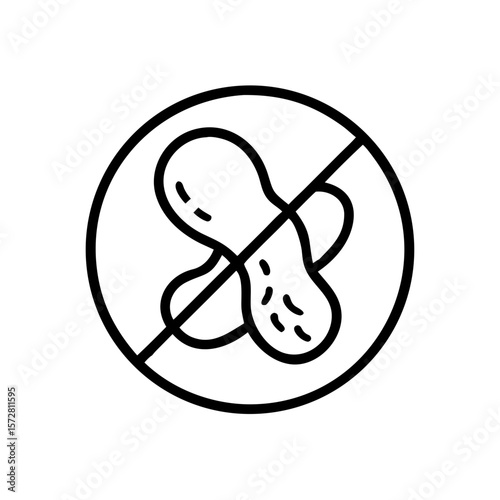 Allergy warning sign with peanuts symbol inside prohibition circle for food safety awareness and packaging design