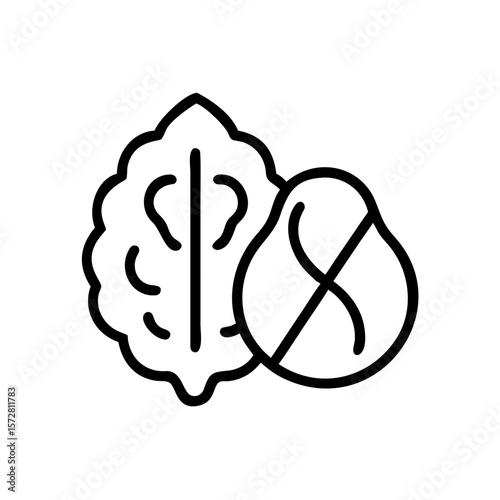 Allergy alert icon featuring tree nut and no symbol for food safety and health awareness