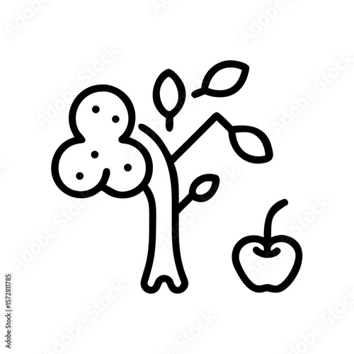 Biblical symbolism: tree bearing fruit and snake motif