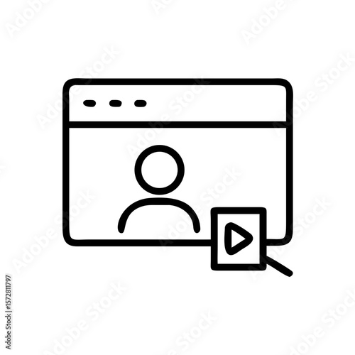 Online learning platform icon with video play button for educational content and e-learning interface