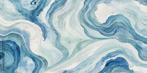 Abstract blue and white water ocean wave and curved line background. Blue wave with liquid fluid ocean texture. Ocean wave banner background.

