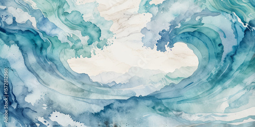 Abstract blue and white water ocean wave and curved line background. Blue wave with liquid fluid ocean texture. Ocean wave banner background.


