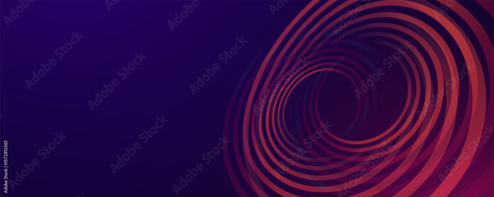 Fototapeta premium Abstract purple background with concentric red and orange circles