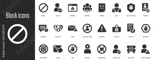 Block icon stop or close set vector