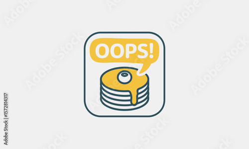 Pancake Stack Icon Symbolizes Error, with a Speech Bubble, for Website Design, Illustrative, Flat Design, Isolated, Modern, Graphic