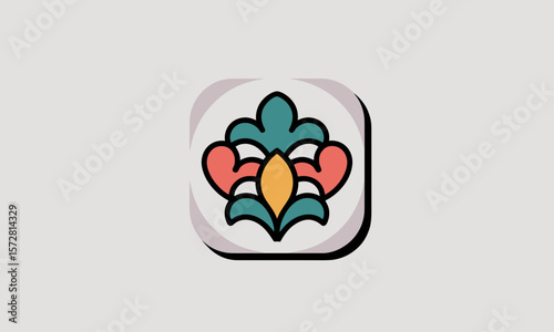 Decorative Ornament Blooms in Artistic Pattern, with a Colorful Design Against a Plain Backdrop, for Creative Art and Design