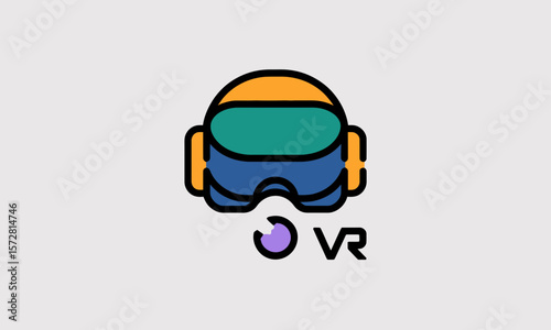 VR Headset Icon Illustrates Virtual Reality Technology, with copy space, showcasing modern digital innovation and immersive experience, on a light background.