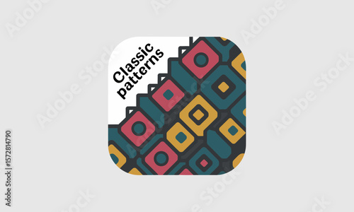App icon displaying classic patterns, showcasing a retro design on a white background, suitable for digital applications and branding purposes with a clean aesthetic.