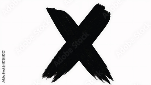 Bold black brush stroke cross symbol paint