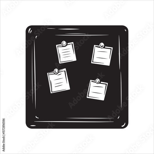 Bulletin Board silhouette, Bulletin Board black vector, Bulletin Board Silhouette Vector Illustration, Solid White Background.