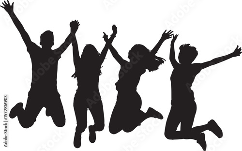 jumping people silhouettes