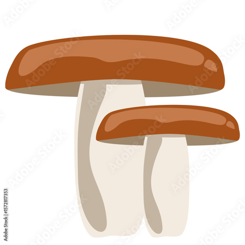 Vector illustration of russula mushrooms with light brown caps. Edible forest fungi ideal for autumn-themed design, cooking materials, nature infographics, or educational content.
