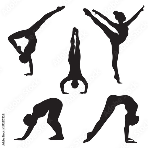 various style gymnast silhouette set of vector icon
