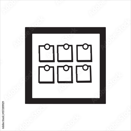 Bulletin Board silhouette, Bulletin Board black vector, Bulletin Board Silhouette Vector Illustration, Solid White Background.