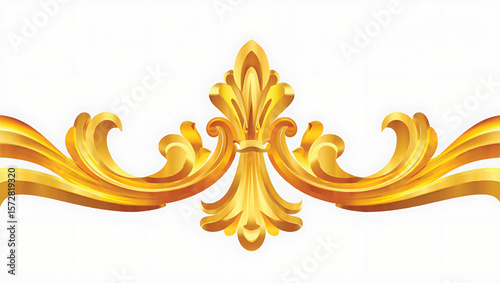Ornate golden floral scrollwork design element decorative