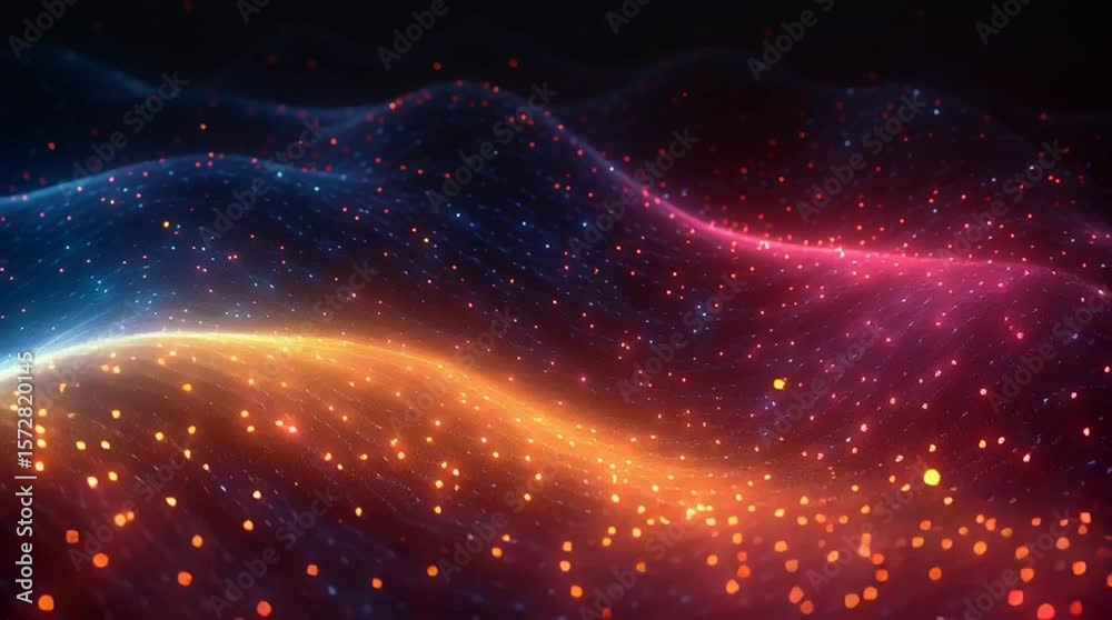 Illustration Abstraite de Lignes Néon Fluides et Lumineuses sur Fond Sombre