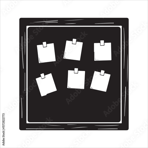 Bulletin Board silhouette, Bulletin Board black vector, Bulletin Board Silhouette Vector Illustration, Solid White Background.