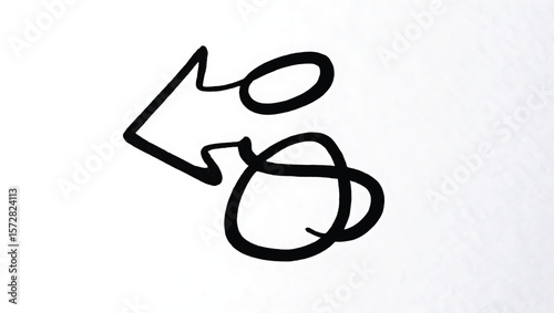 Black ink abstract shapes on white background brush stroke