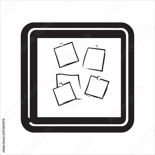 Bulletin Board silhouette, Bulletin Board black vector, Bulletin Board Silhouette Vector Illustration, Solid White Background.