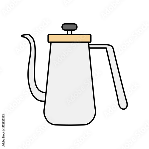 細口のドリップケトルを描いたモダンなベクターイラスト｜白背景でシンプルな構成