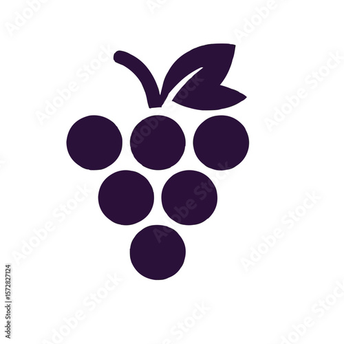 Minimalistic grape cluster icon in dark color, simple fruit graphic, copy space