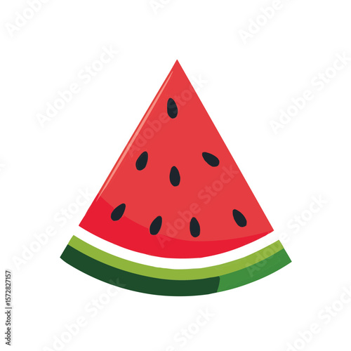 Bright watermelon slice illustration in flat style, colorful fruit graphic, copy space