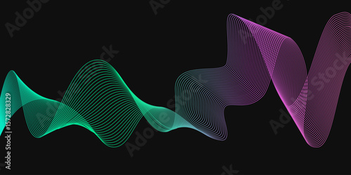 Colorful sound waves in vibrant patterns illustrating music frequency dynamics