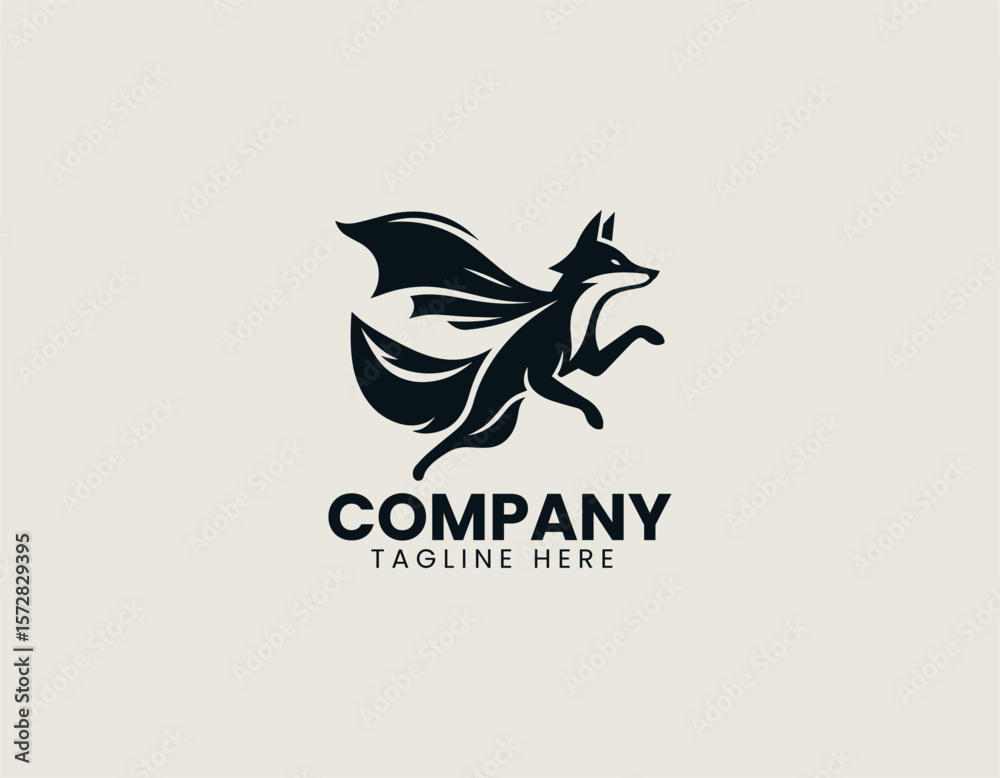 Naklejka premium Dynamic Superhero Fox Leaping Heroic Animal Agile Power Vector Logo Design