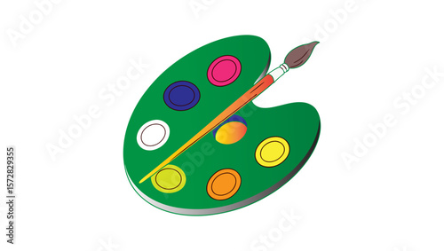 Colorful Wooden Artist Palette with Vibrant Paint – Transparent PNG