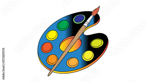 Realistic Artist Palette with Bold Paint Colors – Isolated PNG