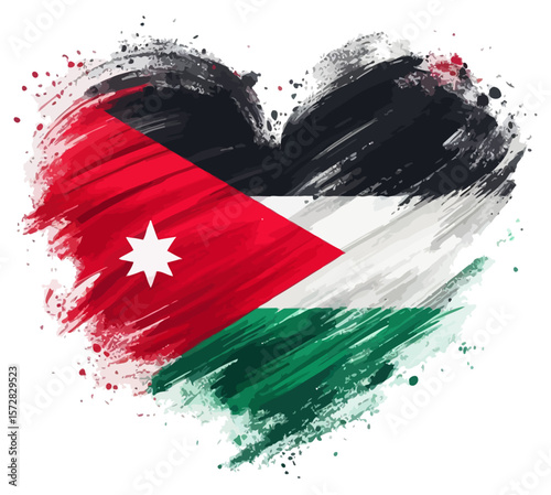 jordan flag in a heart shape vector brush style graphic