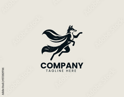 Dynamic Superhero Fox Leaping Heroic Animal Agile Power Vector Logo Design