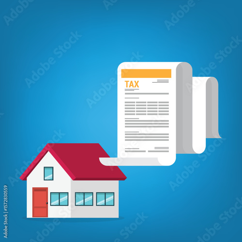 House tax papers. Real estate document, home, mortgage documents. House contract. Vector illustration