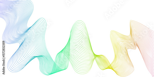 Colorful flowing lines create a dynamic abstract design in a digital art representation of motion and energy
